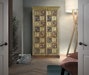 Giner y Colomer Armario 2 Puertas Madera Acacia Cerezo Detalles Azulejo Bronce Repujado 180x100x45 cm